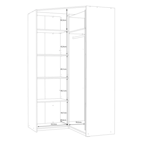 Duża szafa narożna 120x120 cm Dąb Mauvella